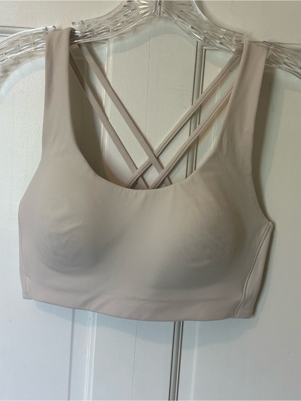 Floatley Be Well Medium Impact Sports Crisscross Back Bralette -Sand White